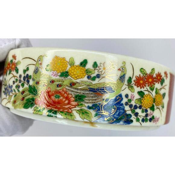 Satsuma Japanese Round 5” Bowl Dish Floral  Design Gold Vintage - Picture 10 of 15